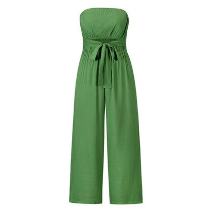 Casual Fashion Set Sexy Backless Slim Fit Jumpsuit Straight Leg Trousers Set Spring Summer New