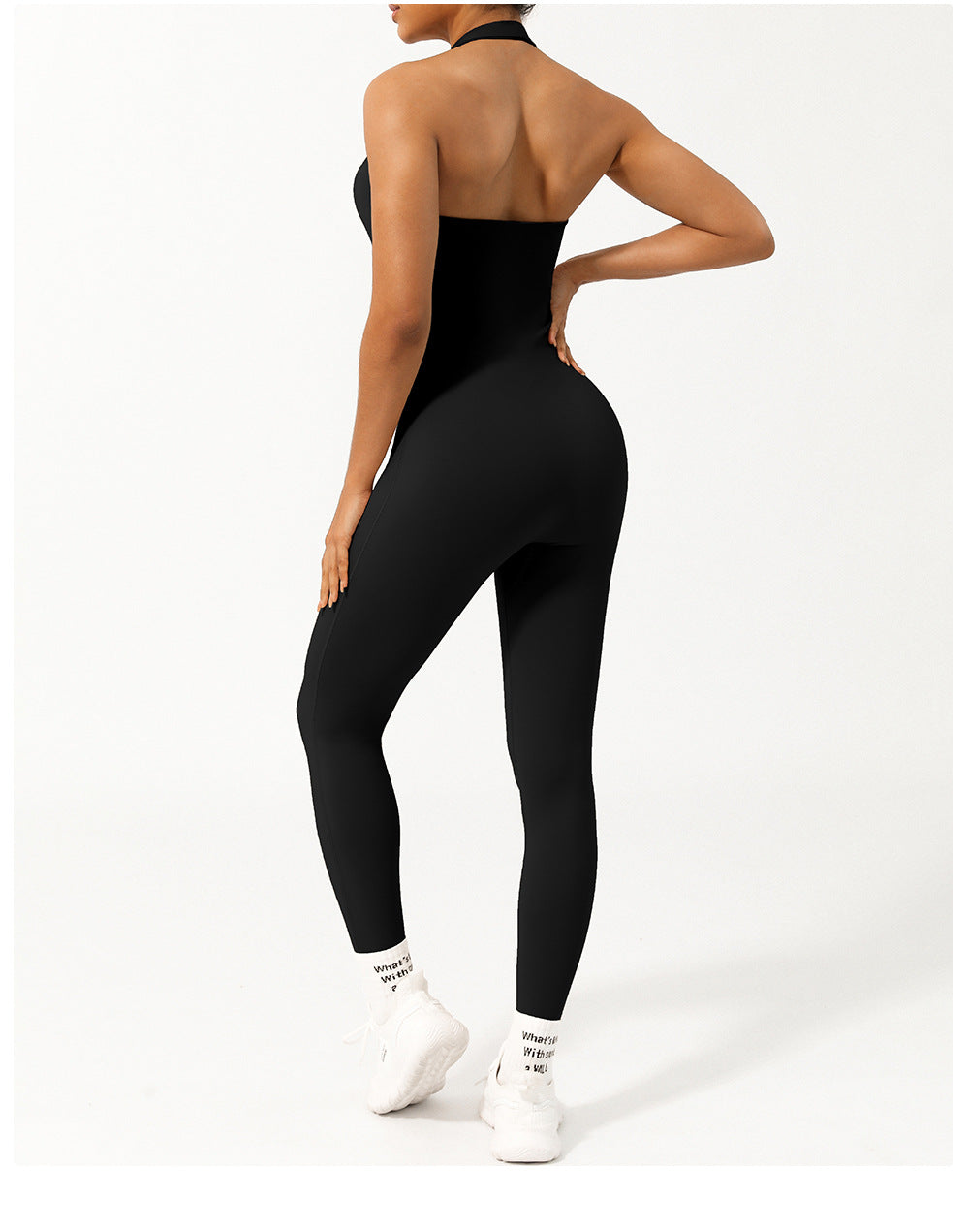 Summer Halter Low Collar Tight Waist Yoga Jumpsuit Body Shaping Non-Stitching Hip Lifting Jumpsuit with Chest Pad