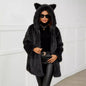 Ladies Hooded Faux Fur Coat Top Autumn Winter Plush Trench Coat