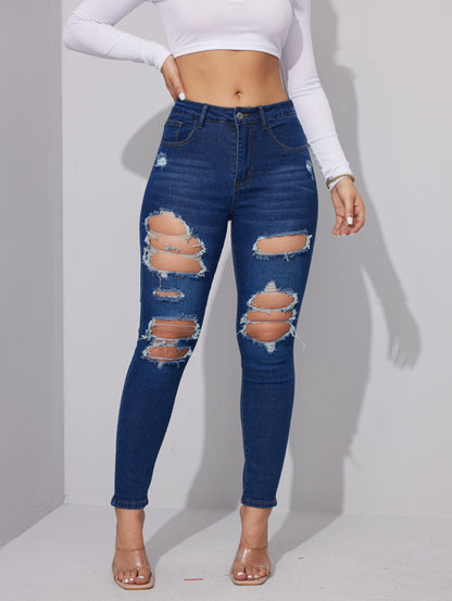 Stretch Slimming Holes Pants Jeans for Women