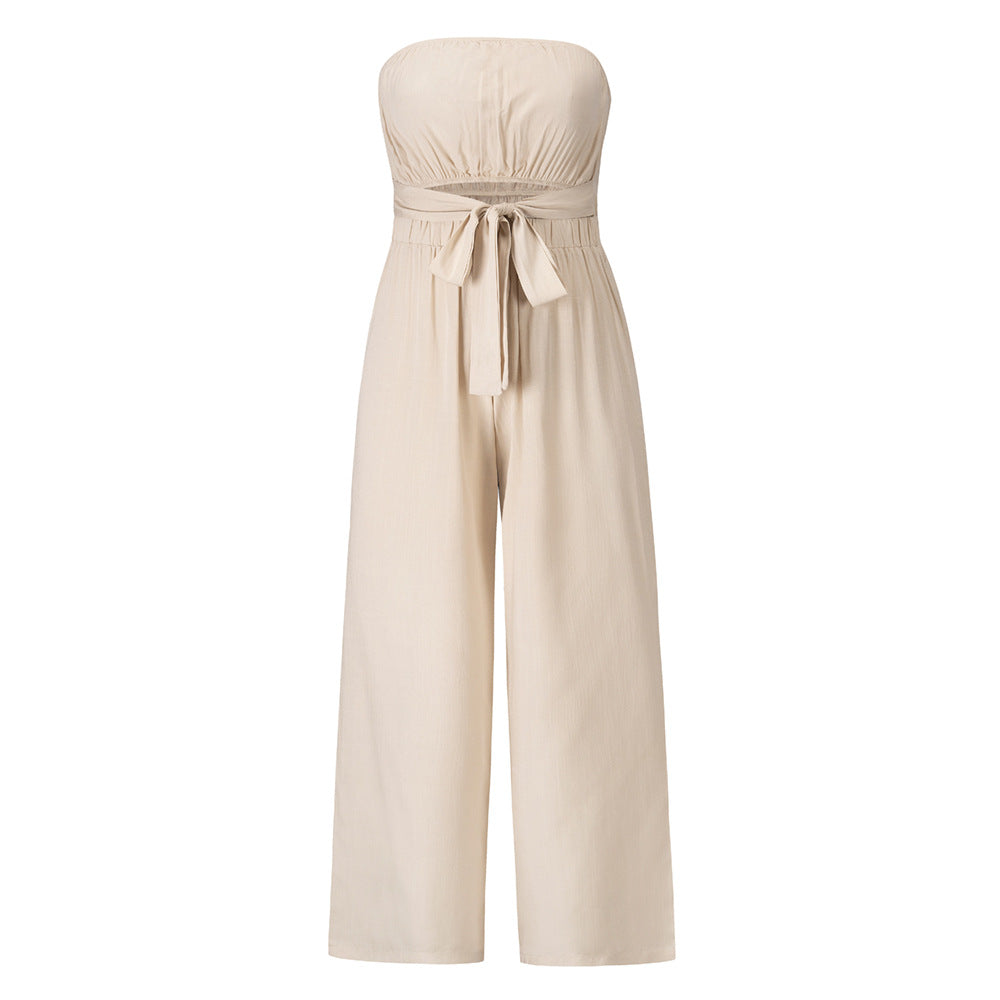 Casual Fashion Set Sexy Backless Slim Fit Jumpsuit Straight Leg Trousers Set Spring Summer New