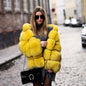 Autumn Winter Faux Fur Women Hooded Mid-Length Slim Fit Fox Fur Fur Coat for Women