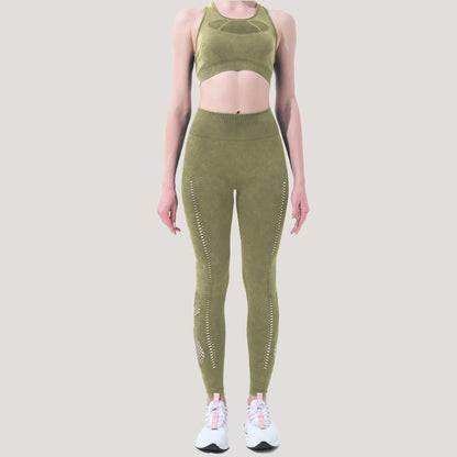 Stone Washed Seamless Knitted Yoga Clothes Suit High-Grade Frosted Yoga Clothes Summer Women Yoga Clothes