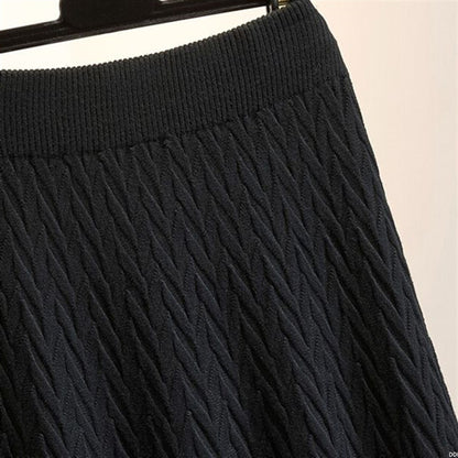 Knitted Skirt Autumn Winter Korean High Waist Knit Large Swing Skirt Women A line Skirt