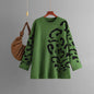 Knitted Brocade Sweater Women Autumn Winter round Neck Pullover Leopard Print Long Sleeve Mid Length Bottoming Shirt