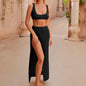 Vacation Casual Hollow Out Cutout-out Oblique Slit Back Strap Sun Protection Dress Beach Cover up