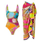 Swimsuit Printed Contrast Color One Piece Swimsuit Sets Advanced Slimming