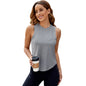 Knitted Top Women Round Neck High Elastic Fitness Exercise Running Casual Vest