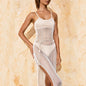 Summer Vacation Beach Dress Sexy Hollow Out Cutout Out Camisole Split Strap Knitted Dress Bikini Smock Dress