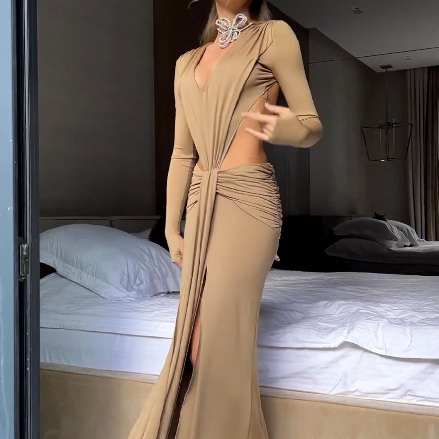 Summer Same Strap Backless Slit Sexy Dress