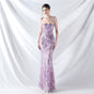 Rope Double Binding Strap Tube Top Encryption Lamination Sequin Evening Dress