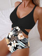 Bikini Printing Hollow Out Cutout Out Tied Sexy Siamese Bikini Swimsuit Swimwear Women