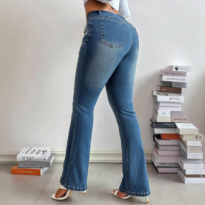 Women Clothing Casual Slimming Denim Trousers