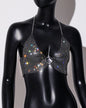 Women Clothing Sweet Spicy Top Wall Mounted Sling Fishnet Rhinestone Camisole Summer Dopamine Sling