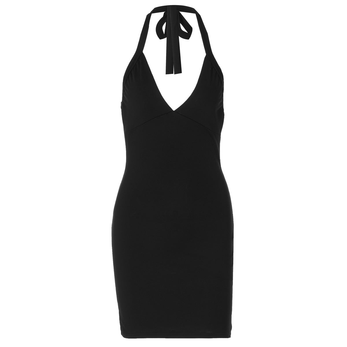 Women Clothing Spring Summer Sexy Deep V Plunge neck Halter Straps Bare Back Skinny Sheath Dress