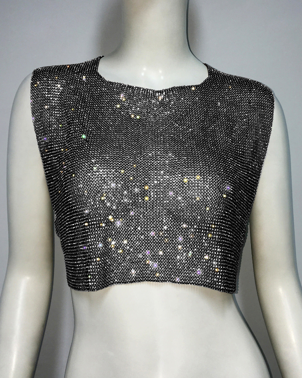 Women Clothing Metal Mesh Diamond Top Sexy Chain Vest Rhinestone Sling Women