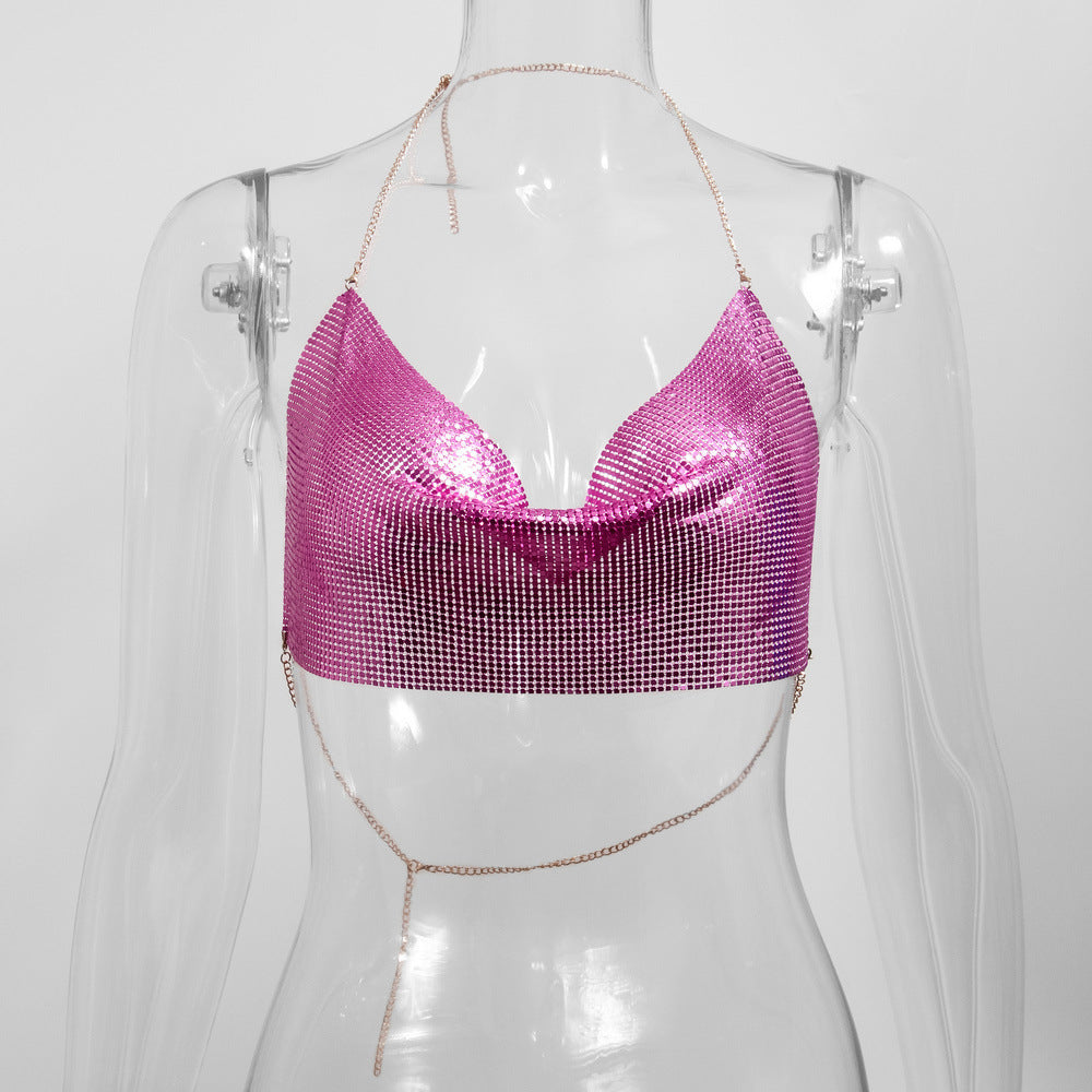 Women Clothing Metal Sequ Sexy Suspenders Sexy Clothing Music Festival Slim Fit Sequined Sling Women