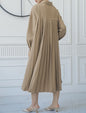 Spring Autumn Loose Overknee Dress Women Casual Large Version Back Pleated Long Shirt Dress