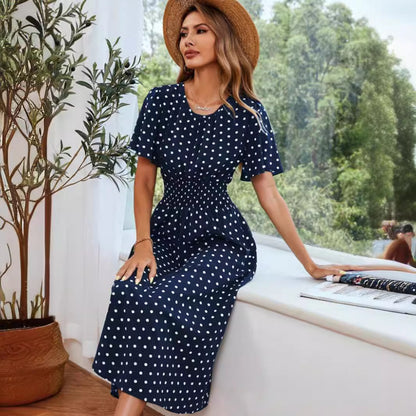 Women Summer Elegance Printing A Swing Waist Dress Women Clothing