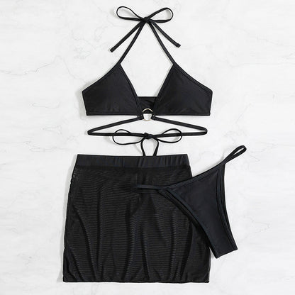 Ladies Swimsuit Split Three-Piece Set Tulle Skirt Swimsuit Backless Sexy Bikini