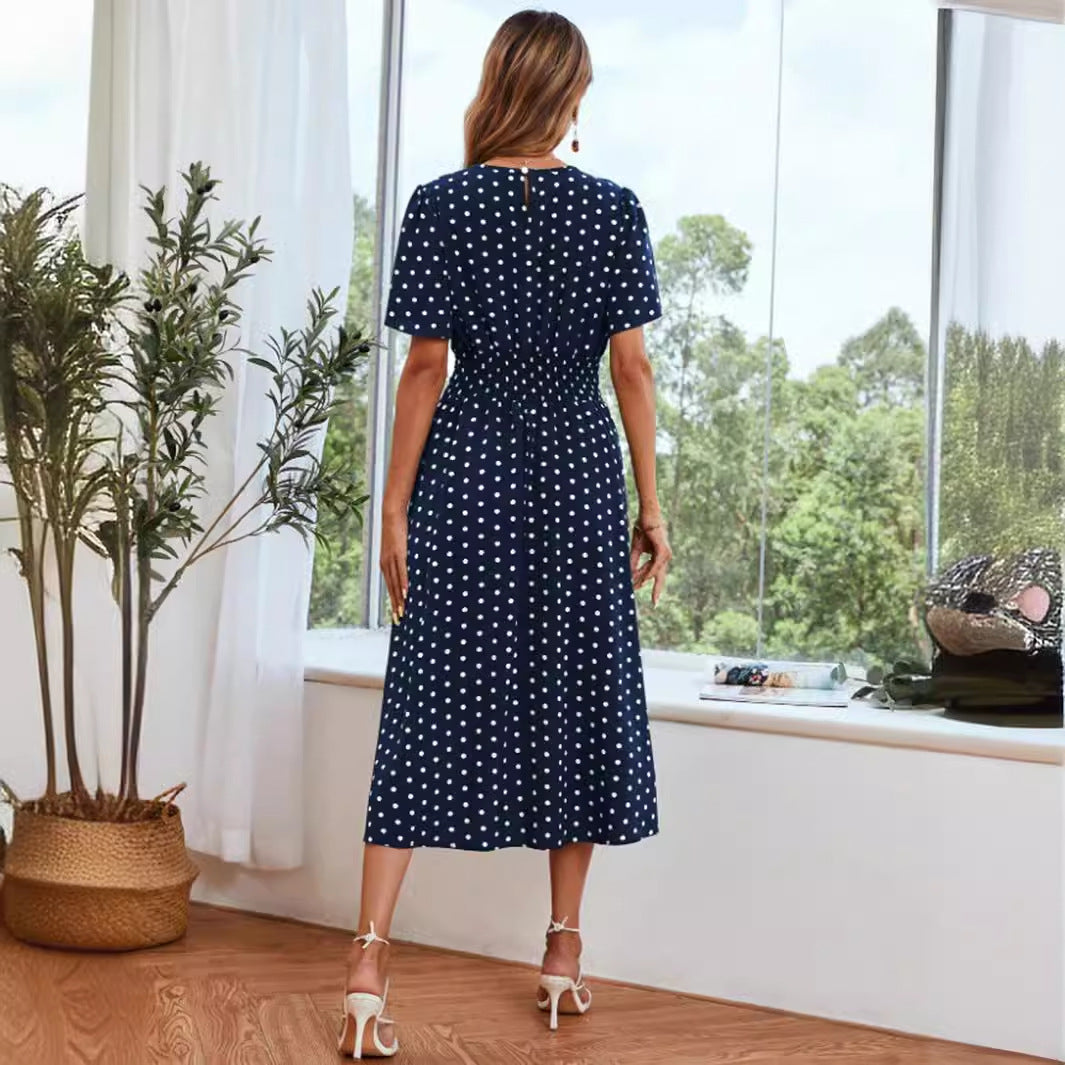 Women Summer Elegance Printing A Swing Waist Dress Women Clothing