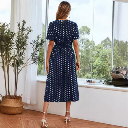 Women Summer Elegance Printing A Swing Waist Dress Women Clothing