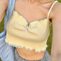 Women Clothing Summer Solid Color Spaghetti Straps Cropped Bow Vest