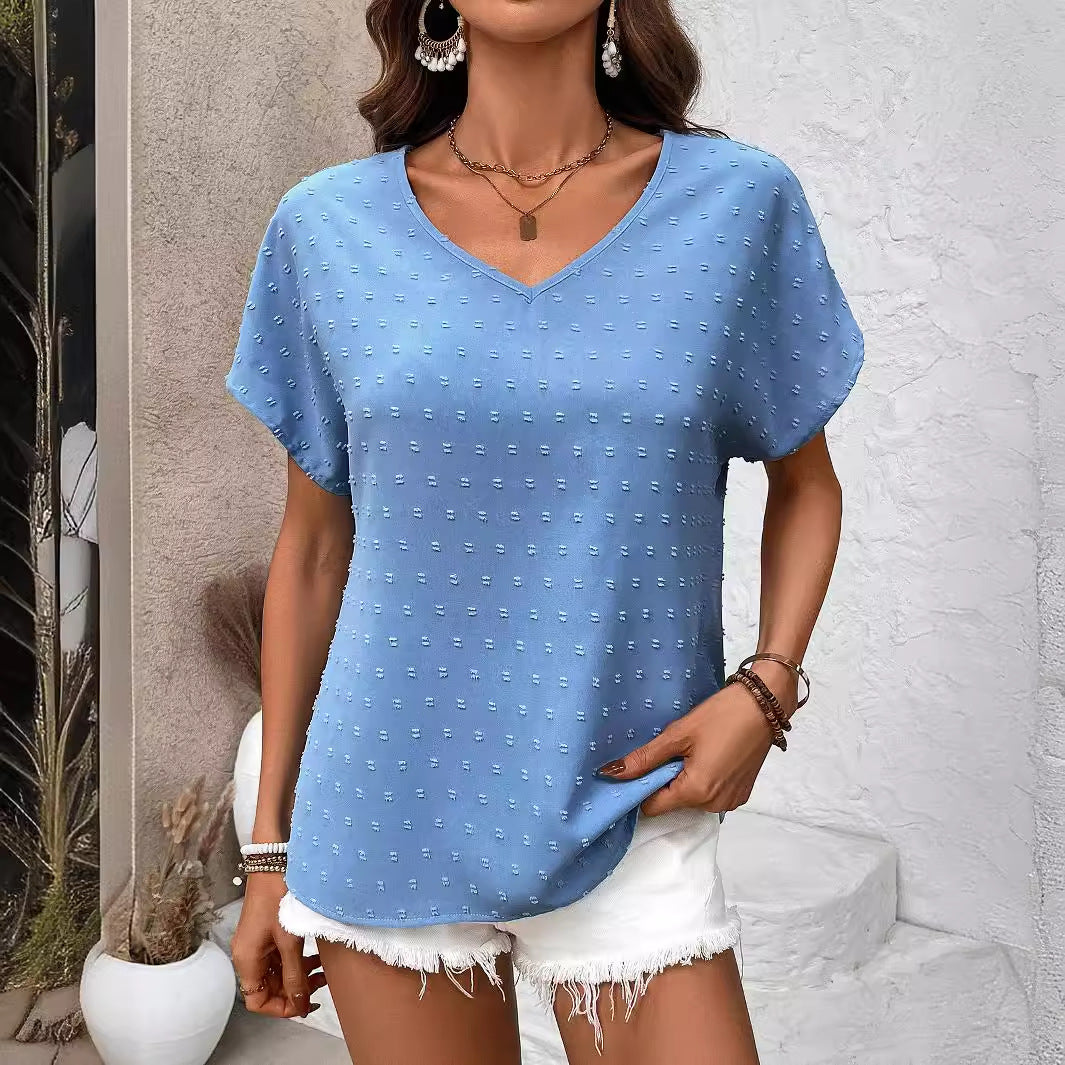 Women Clothing Summer Casual Heart Collar Women Shirt