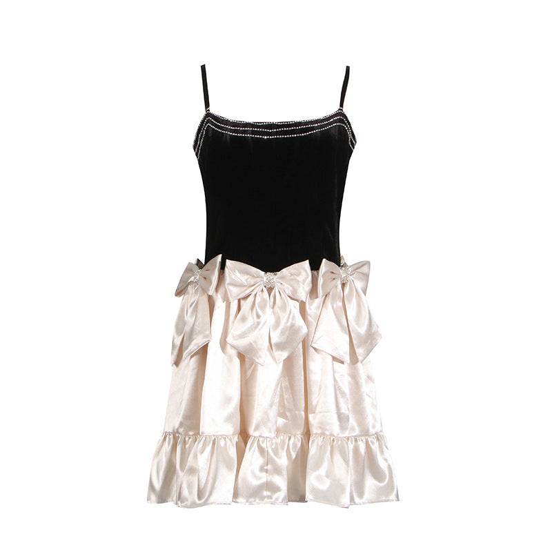 Sexy Socialite Dress Autumn Winter Light Luxury Bow Tube Top Puff Short Women