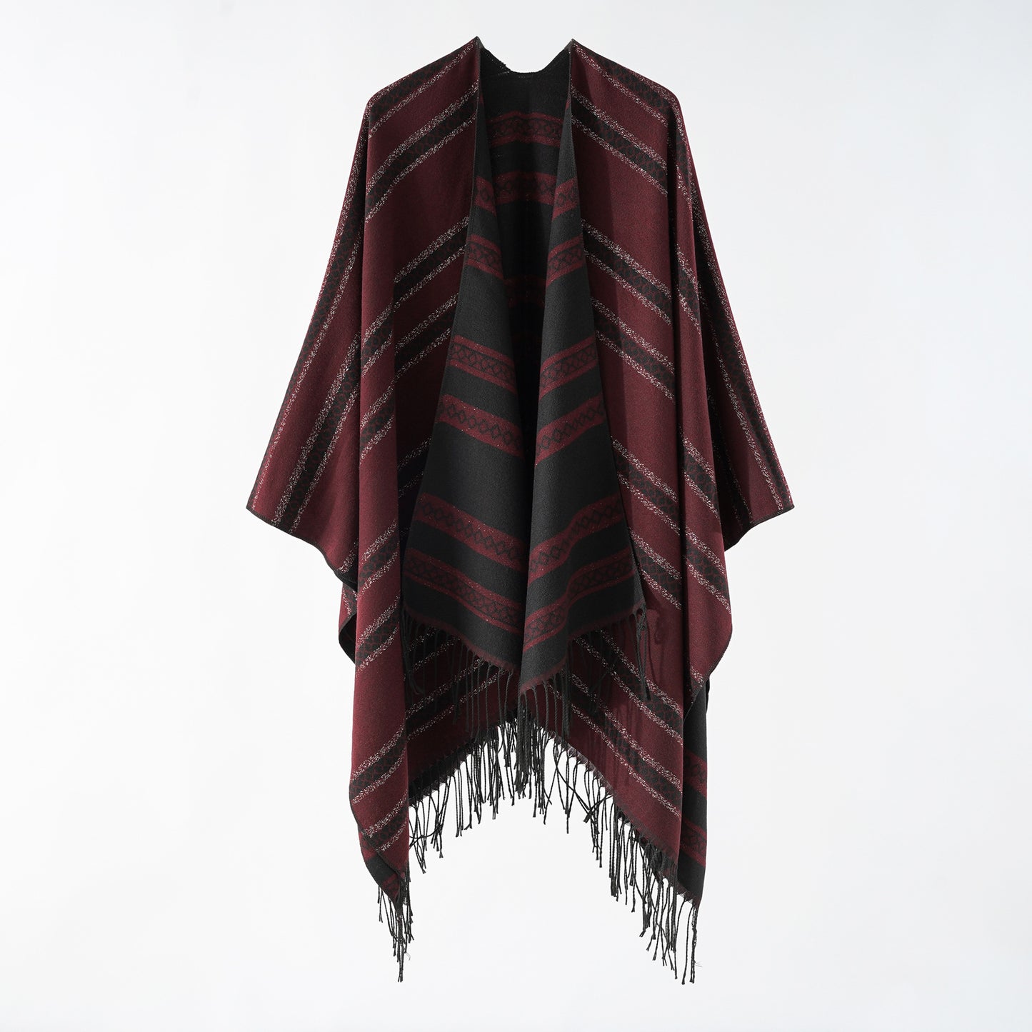 Shawl Autumn Winter Cashmere Like Striped Shawl Women Cloak