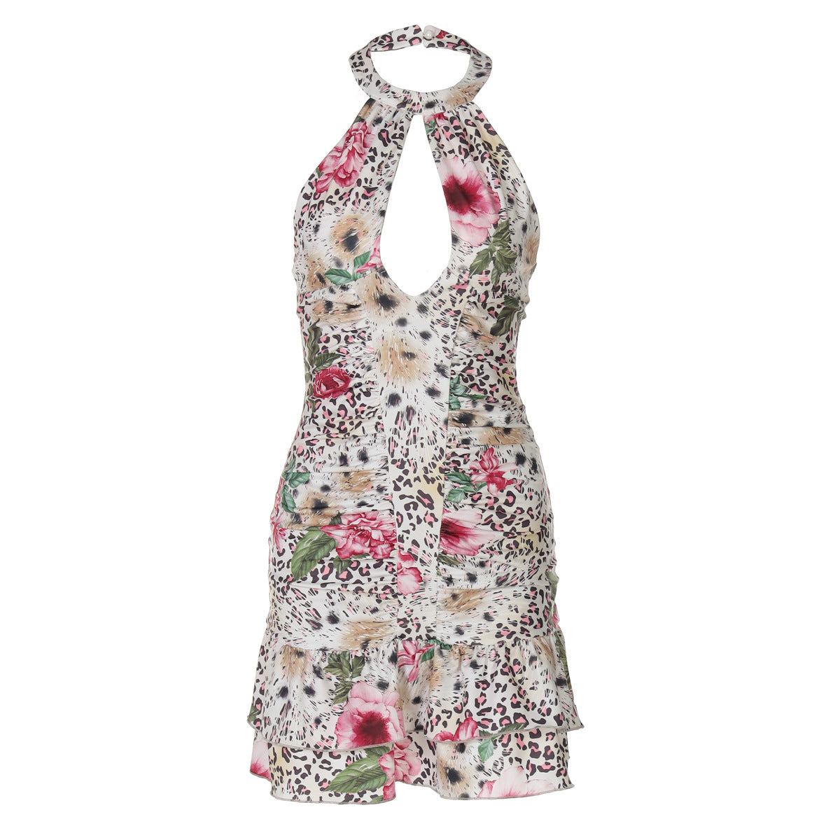 Women Clothing Summer Printing Halter Backless Dress