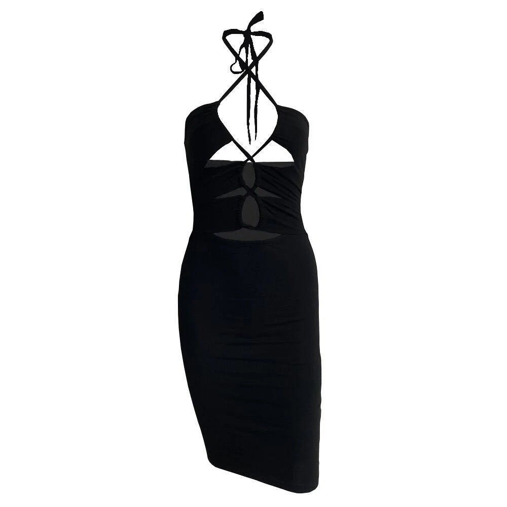 Sexy Tube Top Dress Sexy Cutout Halter Hip Dress Women Clothing