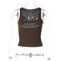 Women Clothing Summer Letter Graphic Printed U Neck Sleeveless Slim Fit Inner Wear Base Vest