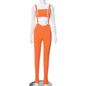 Color Matching Stretch Sunken Stripe Suspender Pants Sports Casual Suit