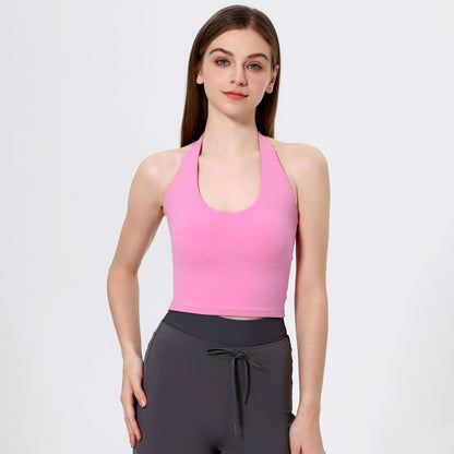 Halter Lace up Yoga Clothes Vest Women High Grade Sexy Beauty Back Bra Slim Fit Fitness Vest Summer