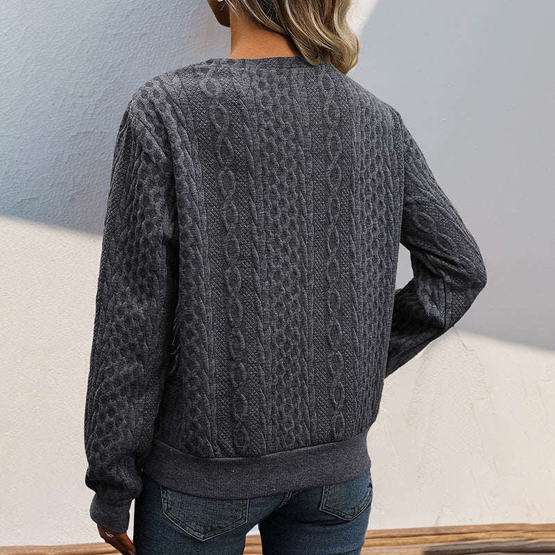 Fall Women Clothing Long Sleeve Pleated Solid Color Hoodie Women