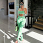 Color Matching Stretch Sunken Stripe Suspender Pants Sports Casual Suit