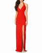 Halter Dress Spring Summer Sexy Solid Color High Slit Tight Dress