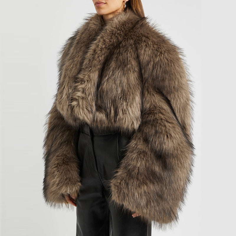 Mink like Fur Short Coat Women Retro Minority Autumn Winter Two Wear Plush Jacket