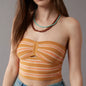 Spring Summer Best Women Clothes Striped Solid Color Sexy Cutout Tube Top Woolen Vest