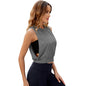 High Elastic Knitted Top Women Round Neck Fitness Sports Dancing Dress Vest