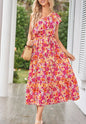 Summer Women Clothing Printed Oblique Shoulder Ruffles Sleeveless Dress