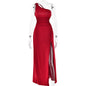 Women Backless Shoulder High Slit Dress Sexy Cold-Shoulder Sleeveless Maxi Dress Spring Summer