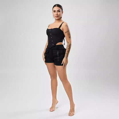 Sexy Non Stretch One Shoulder Top Lace up Single Breasted Boning Corset Irregular Asymmetric Vest