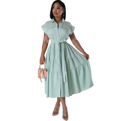 Women Wear Dress Short Sleeve Extended Shirt Casual Summer Design