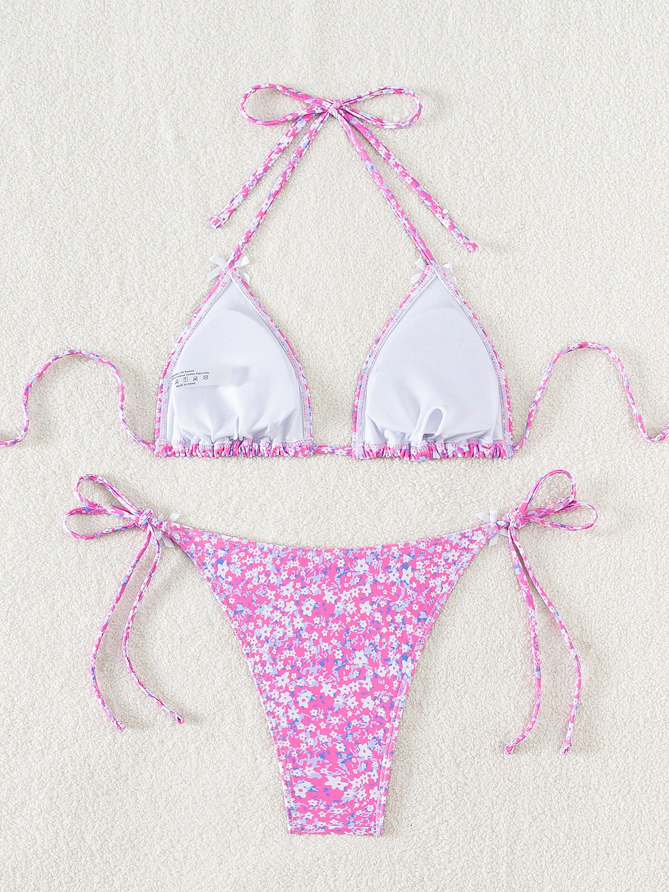 Bikini Floral Bow Lace up Sexy Bikini Swimsuit Swimwear Women