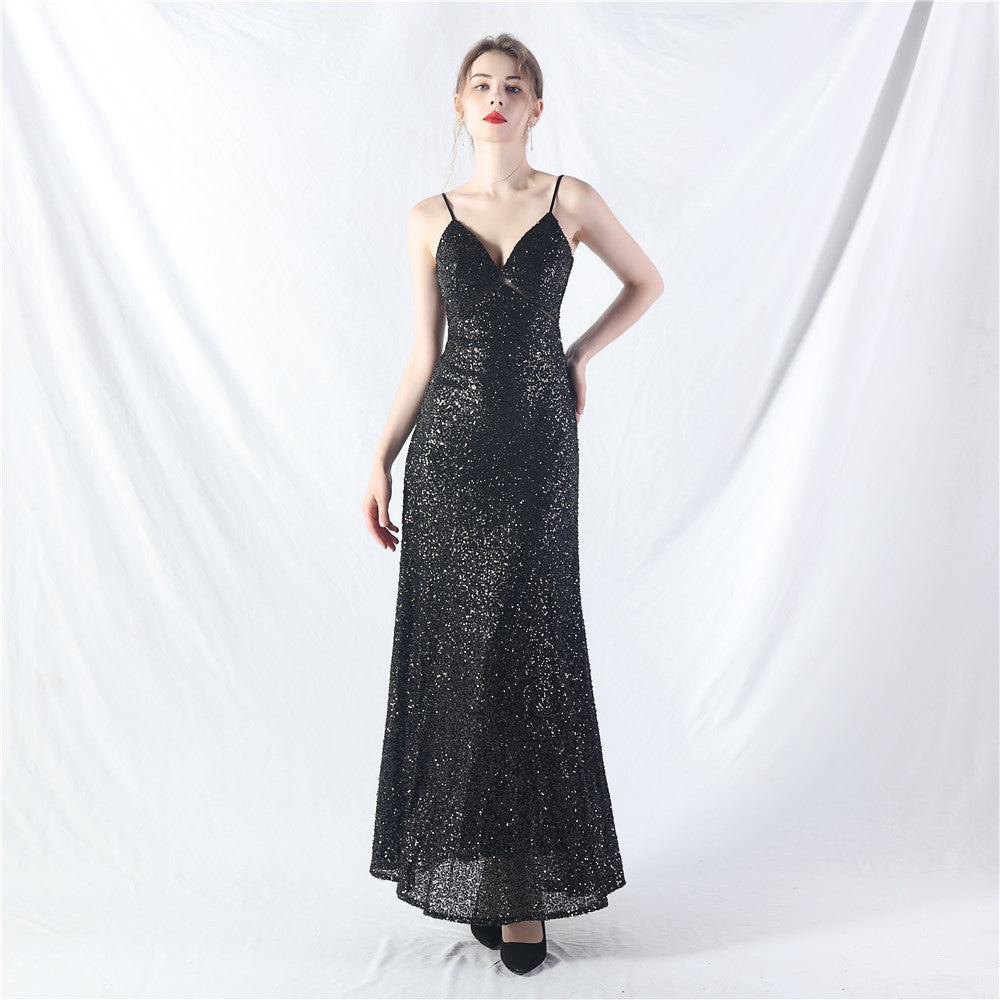 A line Large Hem Dress Daily Wearable Sequined Dress