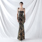 Rope Double Binding Strap Tube Top Encryption Lamination Sequin Evening Dress