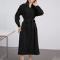 Spring Autumn Women Long Sleeve Loose Dress High Grade Windbreaker Dress Women Belt Adjustable