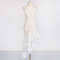 Elegant Simple High Sense Summer round Neck Sleeveless Cropped Outfit Three Dimensional Floral Irregular Asymmetric Dress